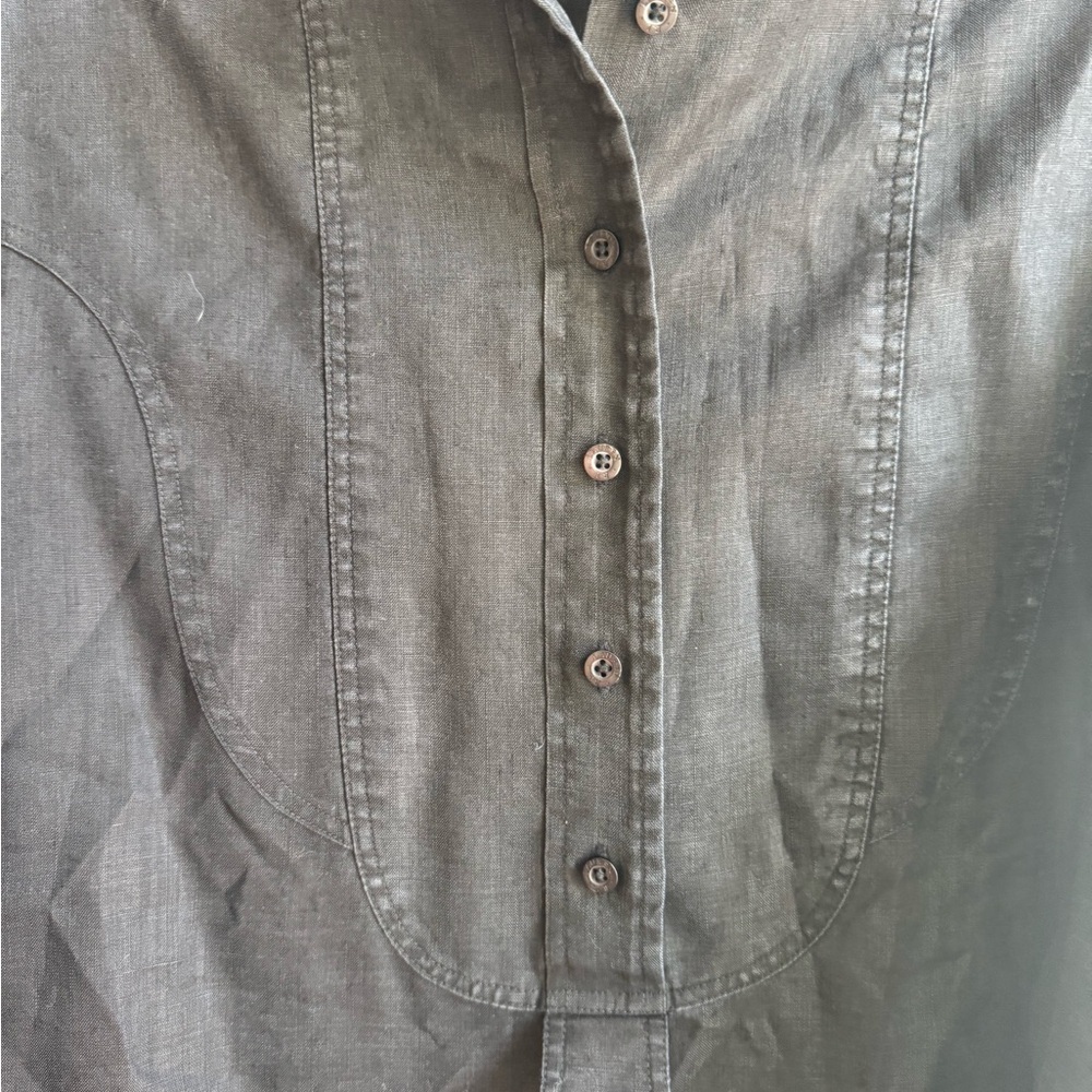 Ralph Lauren Black Linen Button Down Preppy Cottagecore Boho 10 Coquette Girl - Picture 2 of 4